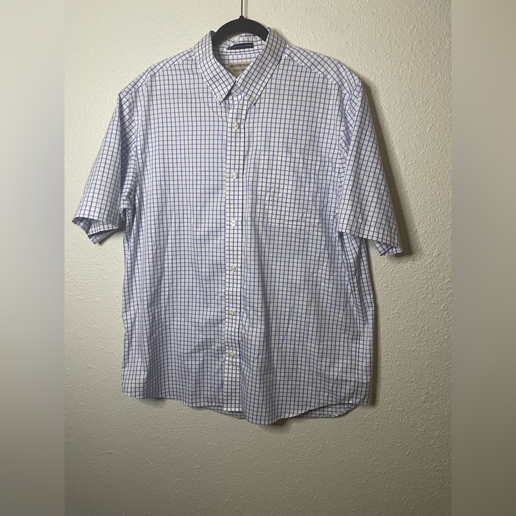 Duluth Wrinklefighter Magnetic Closure Short Sleeve Plaid Dress Shirt Mens Large